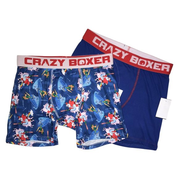 NWT Crazy Boxer 2 Pack Funny Santa Unicorn Whale Christmas Holiday Underwear XL - Picture 2 of 10